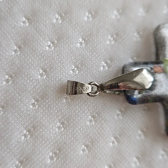 Vintage Glasswork Cross Pendant and Earring Set - Picture 4 of 7